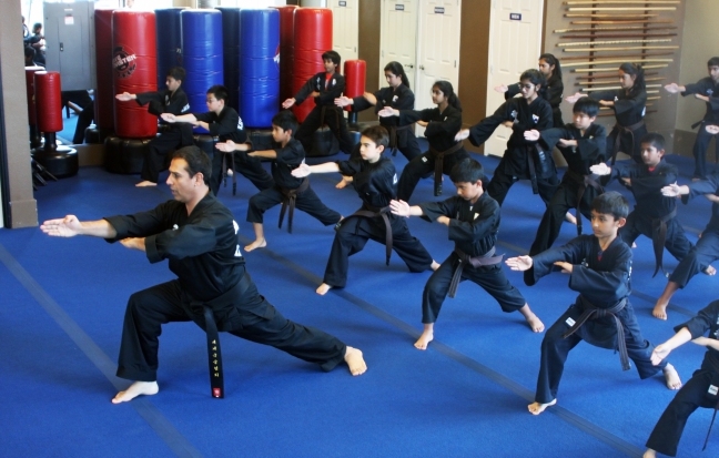 Master Saidi and Black Brown belt students training at the dojang in Dublin, California 