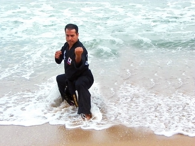 Master Saidi training on the beach at a Kuk Sool Won conference in Korea
