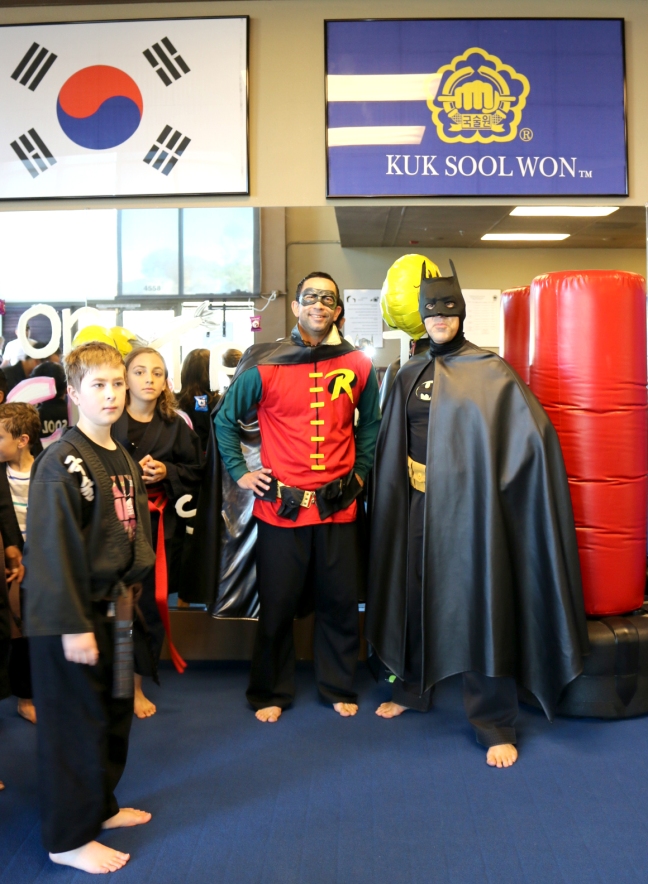 Batman and Robin at Spooky Sparring class